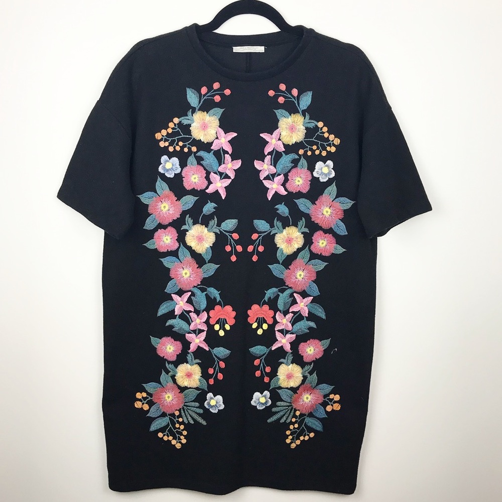 ZARA Floral Knit Shift Dress